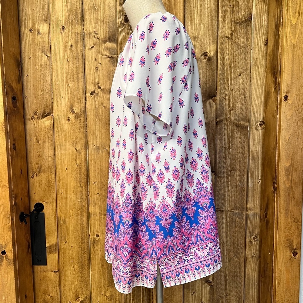 Talbots 2X Vibrant Pink Purple Short Sleeve Blouse Lightweight Office - Picture 5 of 10